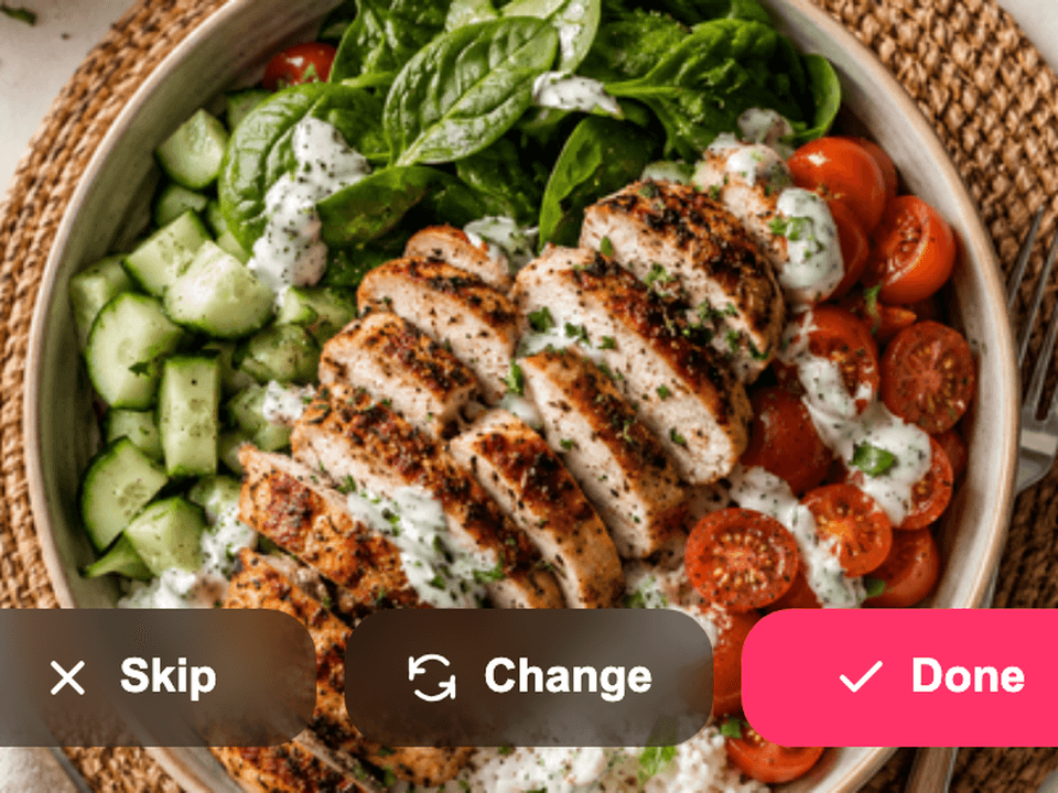 Meals: skip, change or confirm — a plan that bends with the day.